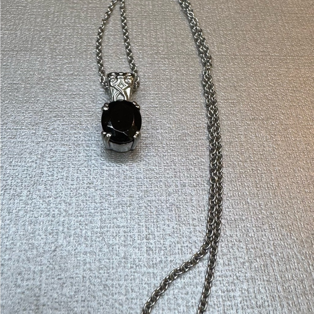 Australian Black Tourmaline 2.75 ctw Pendant Necklace in Stainless Steel - Picture 5 of 7